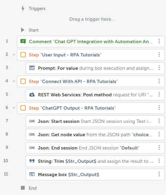 Workflow in ChatGPT and Automation Anywhere Integration - RPA Tutorials