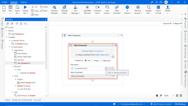 How to Use UiPath Take Screenshot Activity